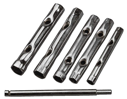 Набор ключей торцовых трубчатых DEXX прямых двухсторонних, 8-17 мм, 6 предметов, вороток в комплекте / 27192-H6