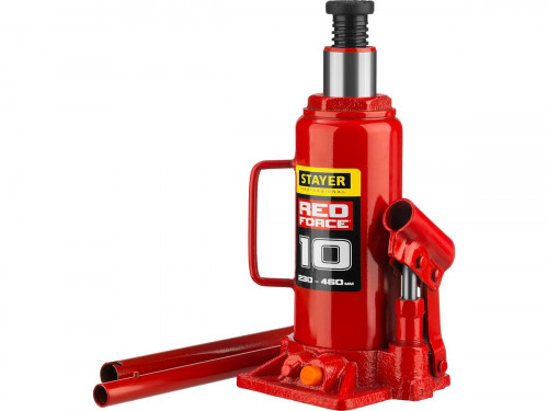 Домкрат гидравлический бутылочный STAYER RED FORCE Professional (10 тонн + высота: от 200 до 385 мм) / 43160-10
