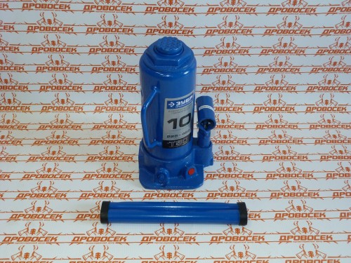 Домкрат гидравлический бутылочный ЗУБР Т-50 Профессионал (10 тонн + высота: от 228 до 462 мм) / 43060-10