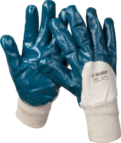 Перчатки ЗУБР рабочие с манжетой и нитриловым покрытием ладони, "Мастер", размер M (8) / 11273-M