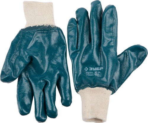 Перчатки ЗУБР рабочие с манжетой и полным нитриловым покрытием, "Мастер", XL (10) / 11272-XL