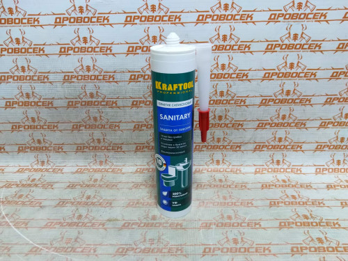 Герметик силиконовый KRAFTOOL прозрачный, санитарный, 300 мл (Германия) / 41255-2