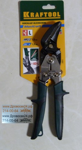 Ножницы по твердому металлу KRAFTOOL левые (сталь - 1,5 мм, нержавейка - 1 мм)/ 2325-L