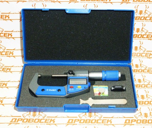 Микрометр электронный, ЗУБР, с термозащитой, трещеткой (25-50 мм) / 34482-50
