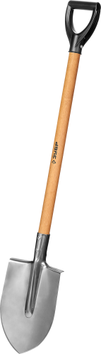Лопата "Мастер-НС" штыковая из нержавеющей стали, деревянный черенок, с рукояткой, ЗУБР / 39447