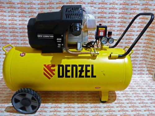 Компрессор воздушный Denzel DKV2200/100, Х-PRO 2.2 кВт, 400 л/мин, 100л / 58079