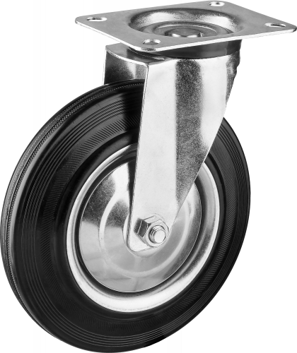 Колесо поворотное d=200 мм, г/п 185 кг, резина/металл, игольчатый подшипник, ЗУБР Профессионал / 30936-200-S