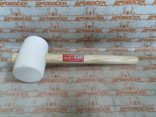 Киянка резиновая белая с деревянной ручкой ЗУБР, 900 г.  / 20511-900