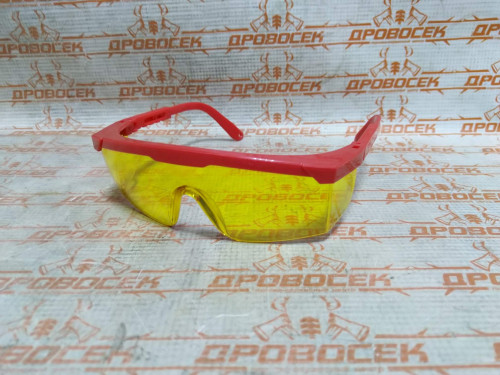 Защитные жёлтые очки ЗУБР СПЕКТР 5 монолинза с дополнительной боковой защитой, открытого типа / 110329