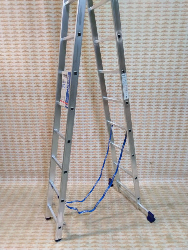 Двухсекционная лестница СИБИН, 10 ступеней, со стабилизатором, алюминиевая / 38823-10