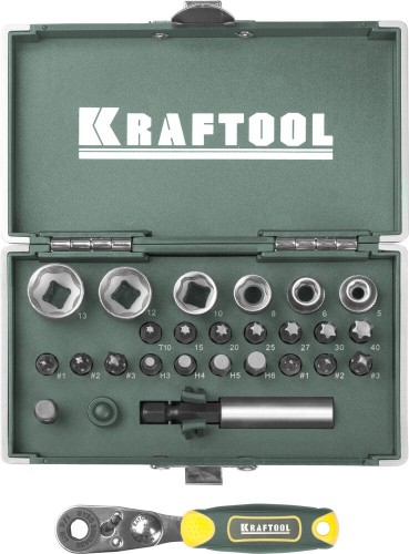 Набор бит KRAFTOOL X-Drive кованых торсионных, EXPERT, Cr-Mo, NSS, 26 предметов, в боксе / 26065-H26