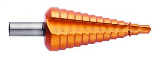 Сверло ступенчатое по стали и цветным металлам ЗУБР "КОБАЛЬТ", Ø6–20/75 мм, 8 ступеней, трехгранный хвостовик 8 мм / 29672-6-20-8