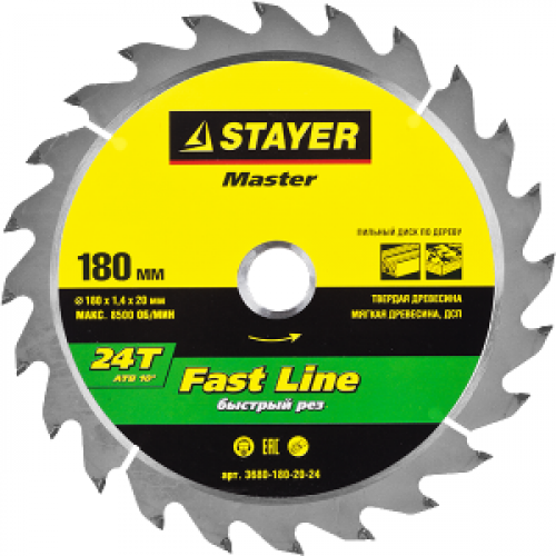 Диск пильный по дереву STAYER Fast Line, MASTER, 150х20 мм, 16Т / 3680-150-20-16