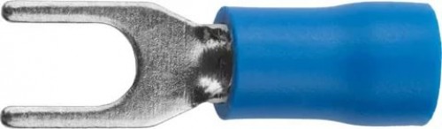 Наконечник СВЕТОЗАР для кабеля изолированный с вилкой, синий, внутренний Ø4.3 мм, под болт 6 мм, провод 1.5-2.5 кв. мм, 27 А, 10 шт. / 49420-25