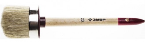 Кисть круглая для всех видов ЛКМ ЗУБР "УНИВЕРСАЛ","Мастер", натуральная щетина, металлический корпус, деревянная ручка, 45 мм / 01501-45