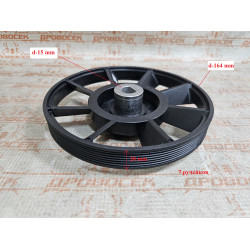 Шкив ведомый со стальной втулкой 163*15 мм (металл), бетономешалки Парма БС-132Э, 142Э, 162Э, 182Э, 202Э / 010339 (4)