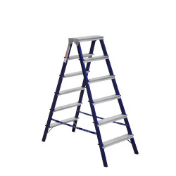 Двухсторонняя стремянка стальная окрашенная с алюминиевыми ступенями 6 ст.