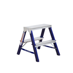 Двухсторонняя стремянка стальная окрашенная с алюминиевыми ступенями 2 ст.