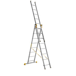 Алюминиевая трехсекционная профессиональная лестница 3*8