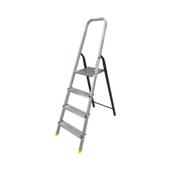 Стремянка комбинированная усиленная, алюминиевая со стальной задней ногой 4 ст.