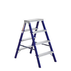 Двухсторонняя стремянка стальная окрашенная с алюминиевыми ступенями 4 ст.