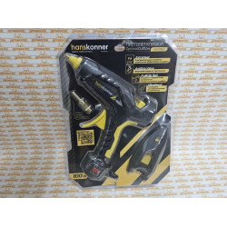 HGG11100 Пистолет клеевой 100 Вт, 2 сменных сопла, 4 стержня D 11 мм Hanskonner