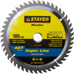 Диск пильный по дереву STAYER Super Line, MASTER, 160х20 мм, 48Т / 3682-160-20-48