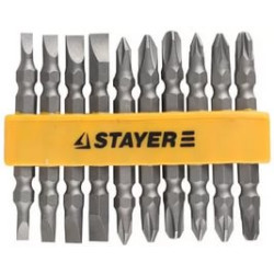 Набор бит STAYER, MASTER, Cr-V, 10 двухстор.бит х 65 мм, в держателе / 2605-H10