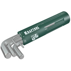 Набор ключей KRAFTOOL имбусовых коротких, EXPERT, держатель-рукоятка, HEX 2-10 мм, 8 предметов / 27430-1