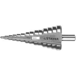 Сверло по металлу ступенчатое STAYER, 29660-4-12-9, серия MASTER, быстрорежущая сталь, Ø4-12/65 мм, 9 ступеней, шестигранный хвостовик 1/4"