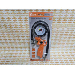 AU-1720-06 Пистолет для накачки шин 2-8 бар, кнопка стравл давления, шкала 0-12 бар, Sturm!