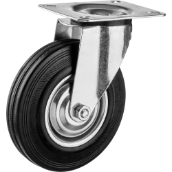 Колесо поворотное d=125 мм, г/п 100 кг, резина/металл, игольчатый подшипник, ЗУБР Профессионал / 30936-125-S