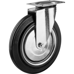 Колесо поворотное d=250 мм, г/п 210 кг, резина/металл, игольчатый подшипник, ЗУБР Профессионал / 30936-250-S