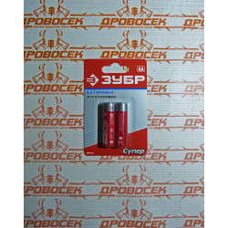 Батарейка ЗУБР "СУПЕР" щелочная (алкалиновая), тип AA, 1.5 В, 2 шт. на карточке / 59213-2C