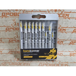 Пилки для лобзика 10шт T119BO,T111C,T101D,T101AO + (T101B,T144D,T101BR)х2,Hanskonner / H10-WOODSET1