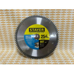 STAYER Multi Material, 254 x 32/30 мм, 80Т, супер чистый рез, пильный диск по алюминию и пластику / 3685-254-32-80