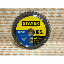 STAYER Expert, 185 x 30/20 мм, 48Т, точный рез, пильный диск по дереву / 3682-185-30-48