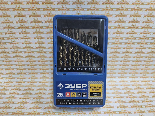 Набор сверл по металлу 25 шт (d=1-13 мм), КОБАЛЬТ, сталь Р6М5К5, класс А, ЗУБР Профессионал / 29626-H25