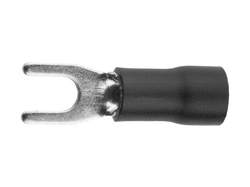 Наконечник СВЕТОЗАР для кабеля изолированный с вилкой, черный, внутренний Ø4.3 мм, под болт 6 мм, провод 2.5-4.0 кв. мм, 37 А, 10 шт. / 49420-40