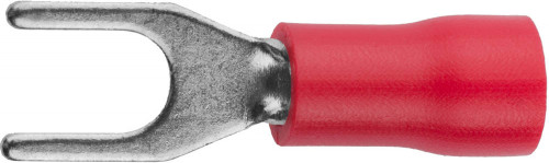Наконечник СВЕТОЗАР для кабеля изолированный с вилкой, красный, внутренний Ø4.3 мм, под болт 6 мм, провод 0.5-1.5 кв. мм, 19 А, 10 шт. / 49420-15